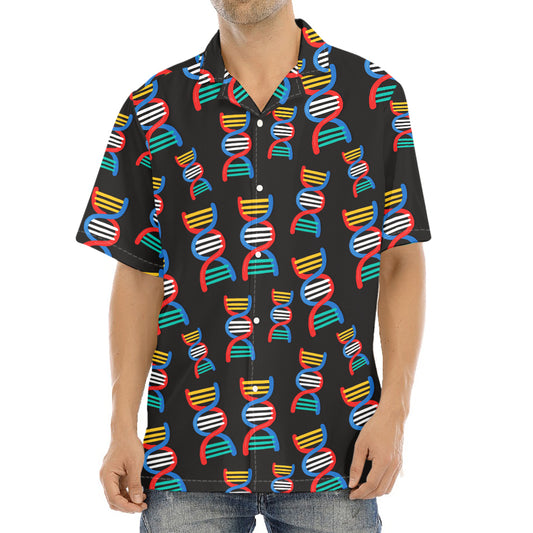 DNA Strands Pattern Print Aloha Shirt
