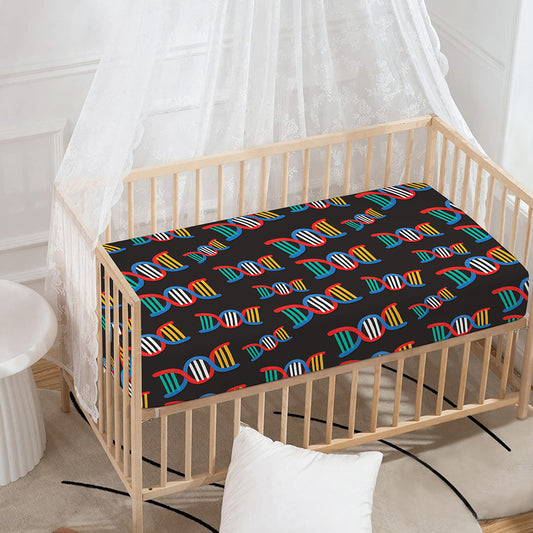 DNA Strands Pattern Print Baby Crib Sheet
