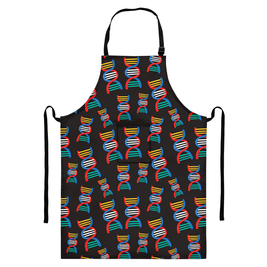 DNA Strands Pattern Print Bib Apron With Pocket