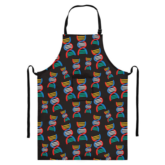 DNA Strands Pattern Print Bib Apron With Pocket