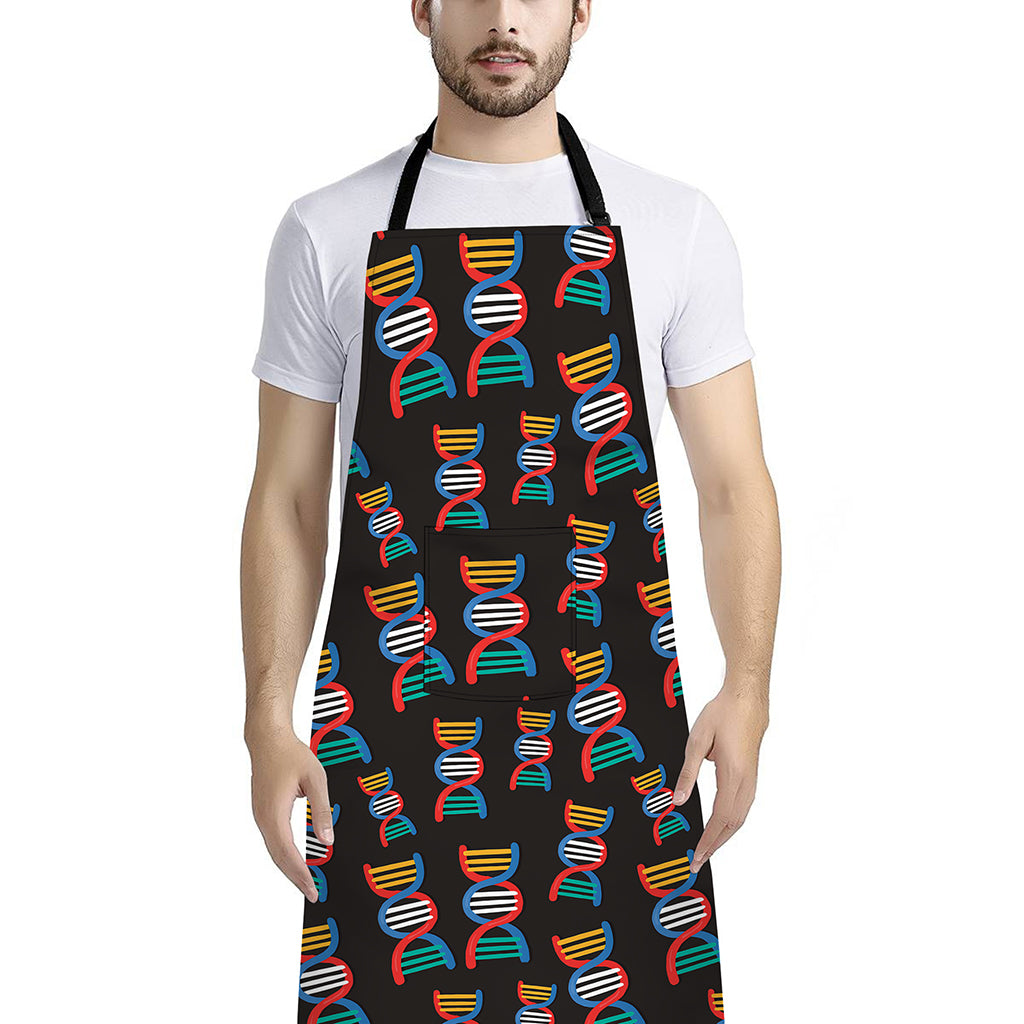 DNA Strands Pattern Print Bib Apron With Pocket
