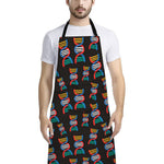 DNA Strands Pattern Print Bib Apron With Pocket
