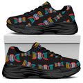 DNA Strands Pattern Print Black Chunky Shoes