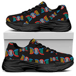 DNA Strands Pattern Print Black Chunky Shoes