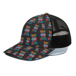 DNA Strands Pattern Print Black Mesh Trucker Cap