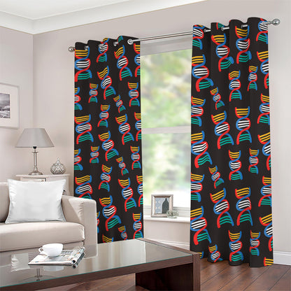 DNA Strands Pattern Print Blackout Grommet Curtains