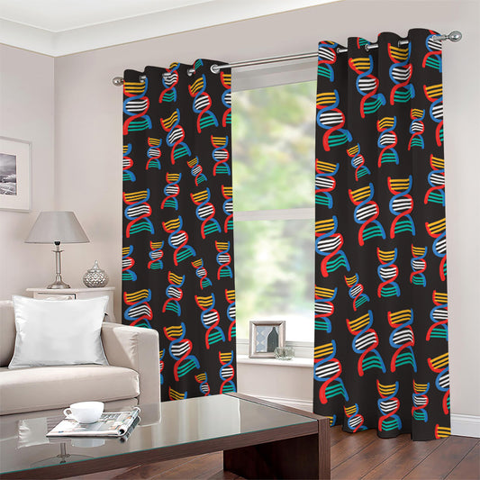 DNA Strands Pattern Print Blackout Grommet Curtains
