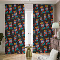 DNA Strands Pattern Print Dimout Pencil Pleat Curtains