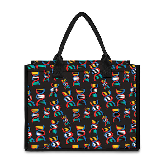 DNA Strands Pattern Print Canvas Tote Bag