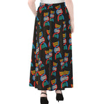 DNA Strands Pattern Print Chiffon Maxi Skirt