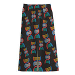 DNA Strands Pattern Print Cotton Front Slit Maxi Skirt