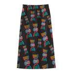 DNA Strands Pattern Print Cotton Front Slit Maxi Skirt