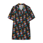 DNA Strands Pattern Print Cotton Hawaiian Shirt
