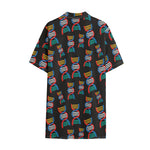 DNA Strands Pattern Print Cotton Hawaiian Shirt