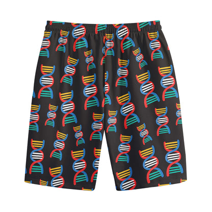 DNA Strands Pattern Print Cotton Shorts