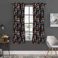 DNA Strands Pattern Print Grommet Curtain Panels