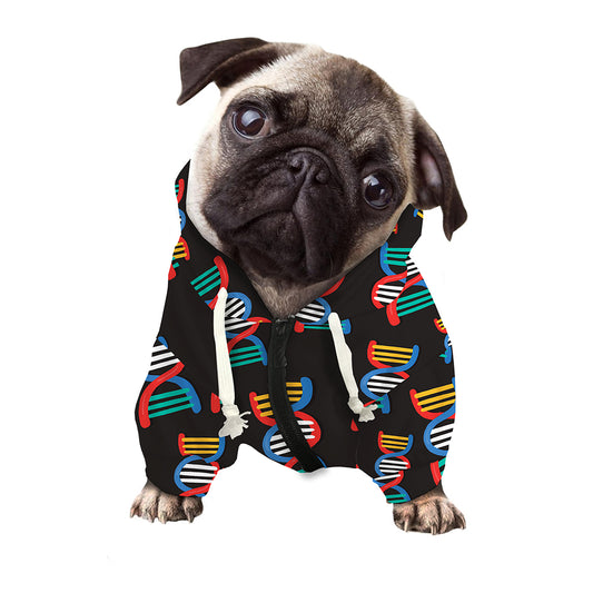 DNA Strands Pattern Print Dog Zip Up Hoodie