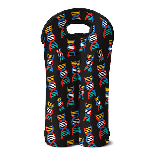 DNA Strands Pattern Print Double Neoprene Wine Tote