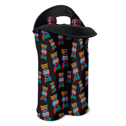 DNA Strands Pattern Print Double Neoprene Wine Tote