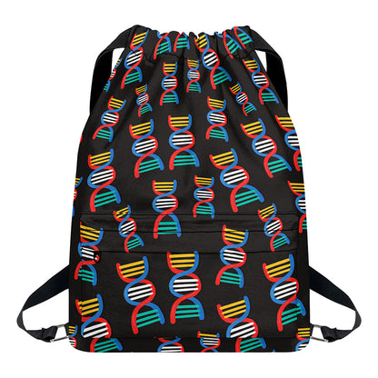 DNA Strands Pattern Print Drawstring Backpack