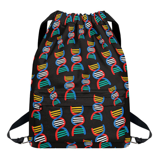 DNA Strands Pattern Print Drawstring Backpack
