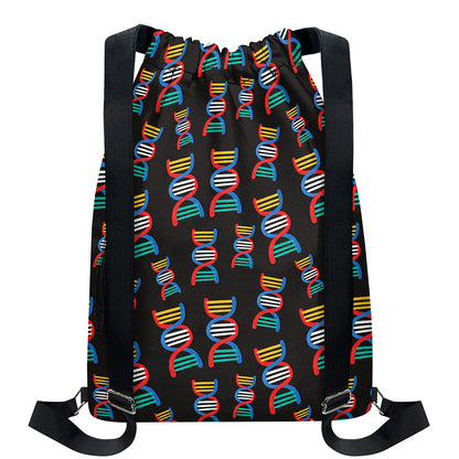 DNA Strands Pattern Print Drawstring Backpack