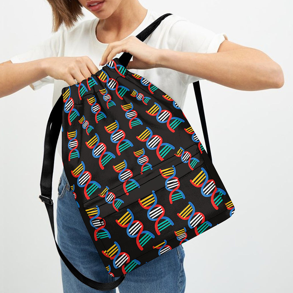 DNA Strands Pattern Print Drawstring Backpack