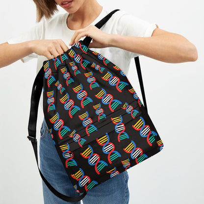 DNA Strands Pattern Print Drawstring Backpack