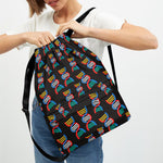 DNA Strands Pattern Print Drawstring Backpack