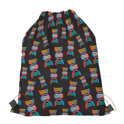 DNA Strands Pattern Print Drawstring Bag