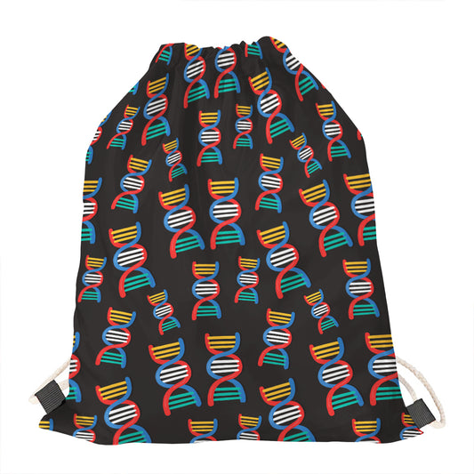 DNA Strands Pattern Print Drawstring Bag