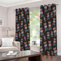 DNA Strands Pattern Print Extra Wide Grommet Curtains