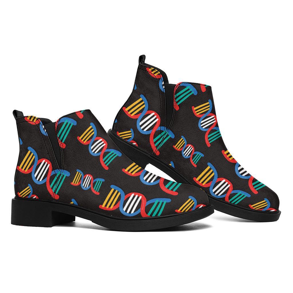 DNA Strands Pattern Print Flat Ankle Boots