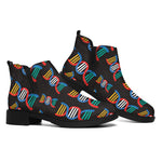 DNA Strands Pattern Print Flat Ankle Boots
