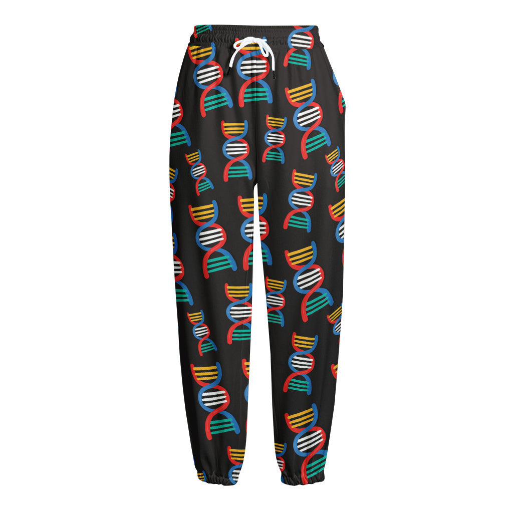 DNA Strands Pattern Print Fleece Lined Knit Pants