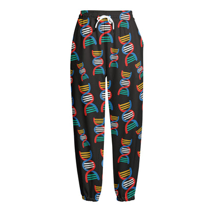 DNA Strands Pattern Print Fleece Lined Knit Pants