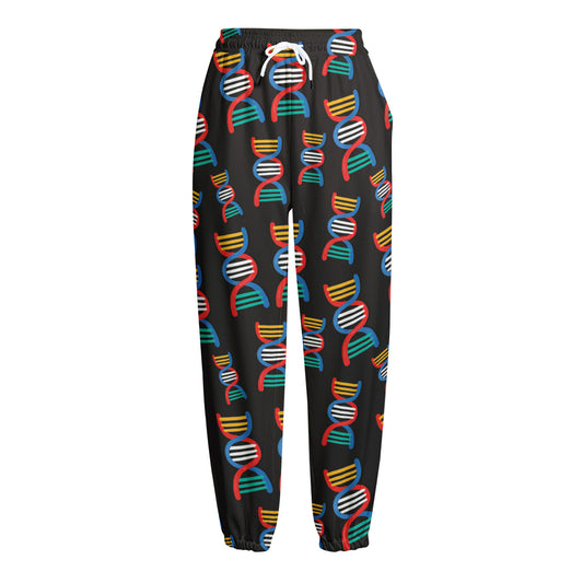DNA Strands Pattern Print Fleece Lined Knit Pants