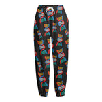 DNA Strands Pattern Print Fleece Lined Knit Pants