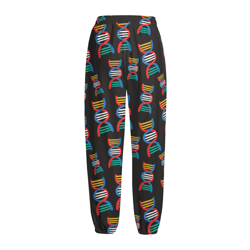 DNA Strands Pattern Print Fleece Lined Knit Pants