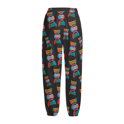 DNA Strands Pattern Print Fleece Lined Knit Pants