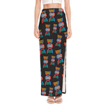 DNA Strands Pattern Print High Slit Maxi Skirt