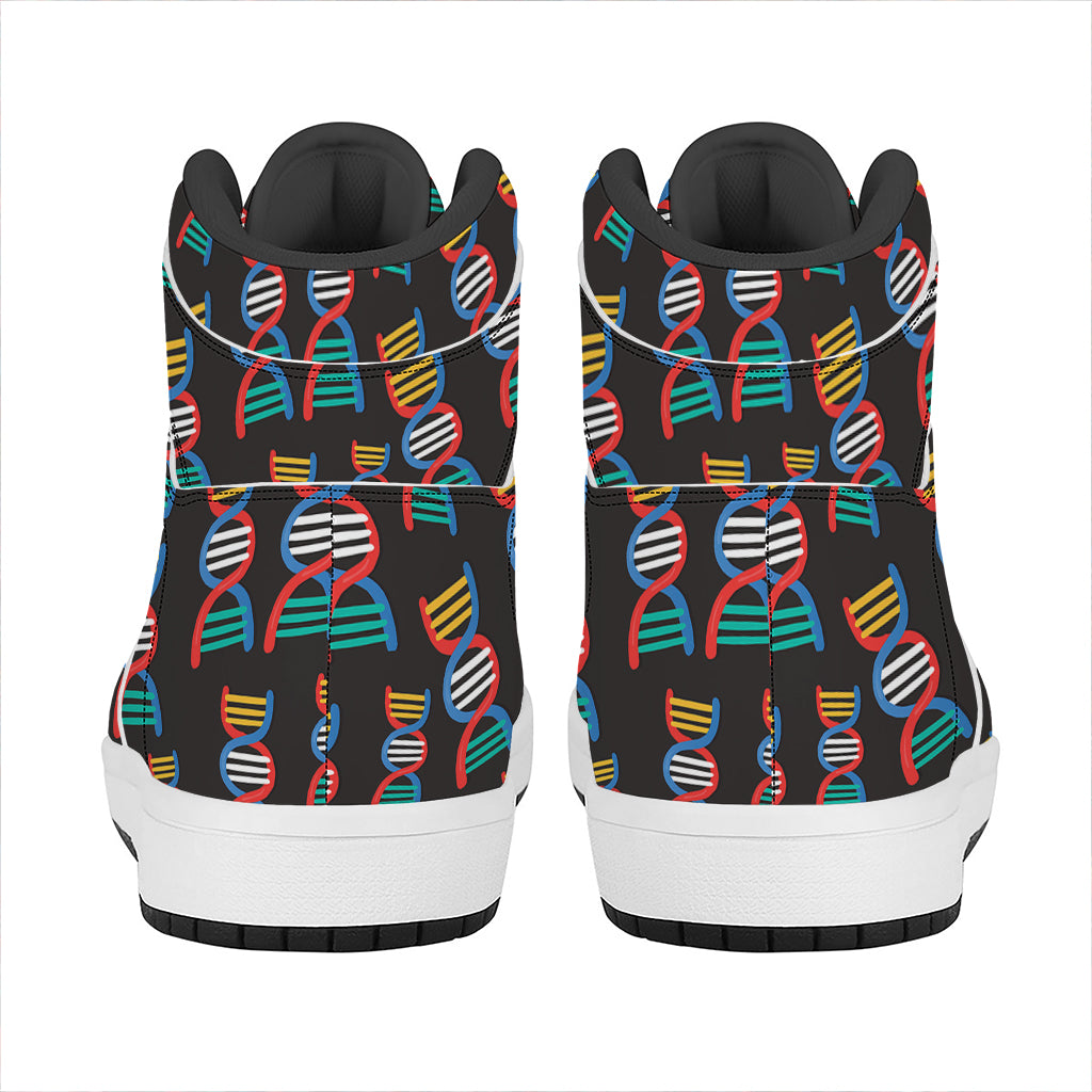 DNA Strands Pattern Print High Top Leather Sneakers