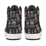 DNA Strands Pattern Print High Top Leather Sneakers