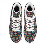 DNA Strands Pattern Print High Top Leather Sneakers