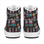 DNA Strands Pattern Print High Top Leather Sneakers