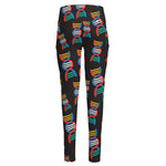 DNA Strands Pattern Print High-Waisted Pocket Leggings