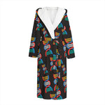 DNA Strands Pattern Print Hooded Bathrobe