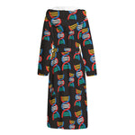 DNA Strands Pattern Print Hooded Bathrobe