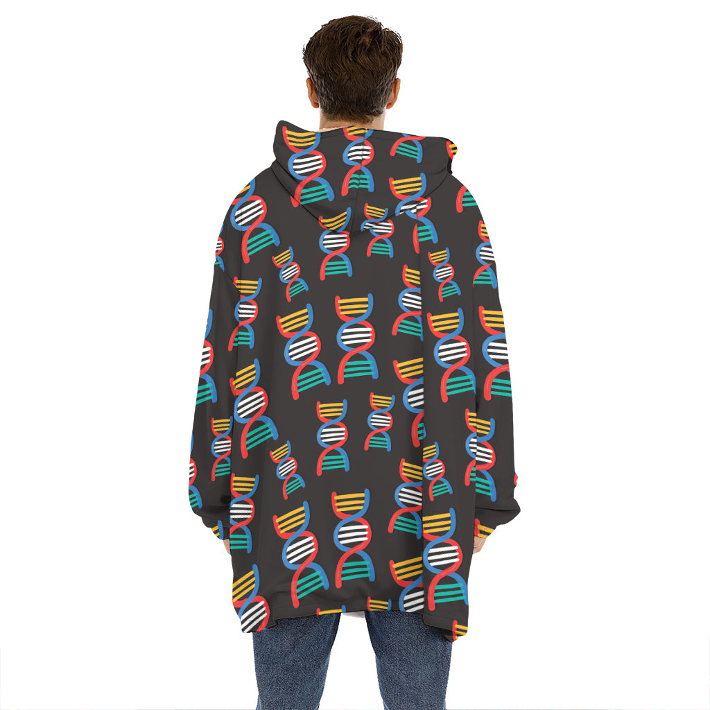 DNA Strands Pattern Print Hoodie Blanket