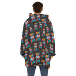 DNA Strands Pattern Print Hoodie Blanket